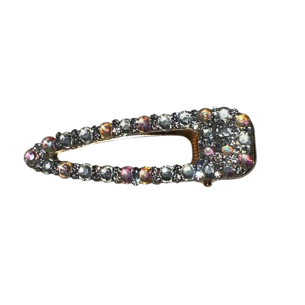 Sparkling Rhinestone Teardrop Hair Clip - Iridescent Stones